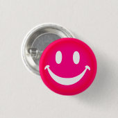 PINK SMILEY RONDE BUTTON 3,2 CM (Voorkant /achterkant)