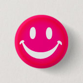 PINK SMILEY RONDE BUTTON 3,2 CM (Voorkant)