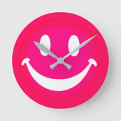 PINK SMILEY RONDE KLOK (Voorkant)