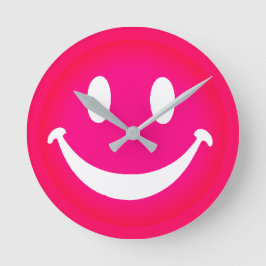 PINK SMILEY RONDE KLOK