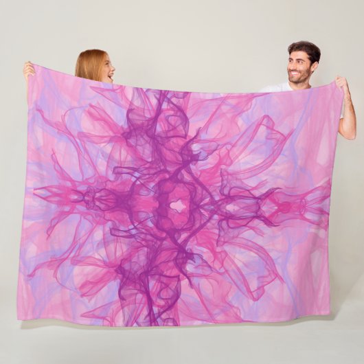 PINK SMOKE - Moderne en abstracte fractale kunst - Fleece Deken (In situ)