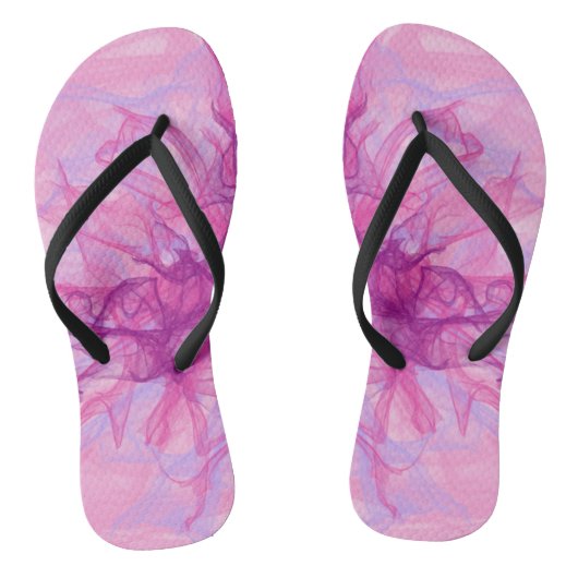 PINK SMOKE - Moderne en abstracte fractale kunst - Teenslippers (Voetbed)