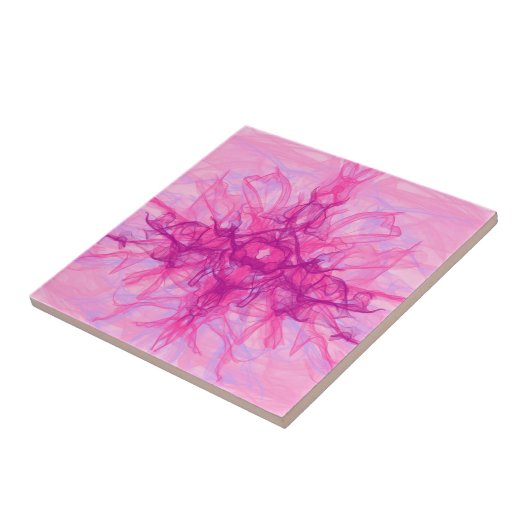 PINK SMOKE - Moderne en abstracte fractale kunst - Tegeltje (Zijkant)