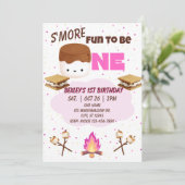 Pink, S'more Fun to be One, 1st Birthday Kaart (Staand voorkant)