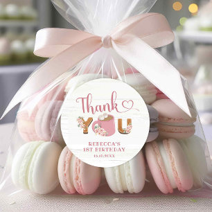 Pink S'more meisje 1e verjaardag Dank u Sticker