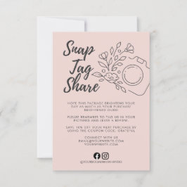 Pink Snap Tag Share Small Business Thank You Card Bedankkaart