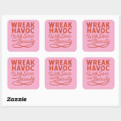 Pink Snarky Wreak Havoc met Sass & Beauty Sticker (Vel)