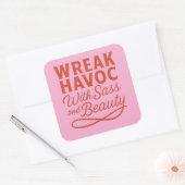 Pink Snarky Wreak Havoc met Sass & Beauty Sticker (Envelop)