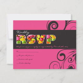 PINK SNOEP Bat Mitzvah Invitation Reply Kaart