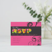 PINK SNOEP Bat Mitzvah Invitation Reply Kaart (Staand voorkant)