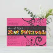 PINK SNOEP Bat Mitzvah Uitnodiging (Staand voorkant)