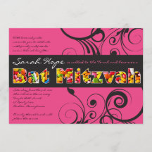 PINK SNOEP Bat Mitzvah Uitnodiging
