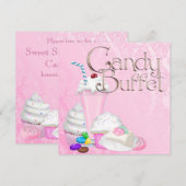 Pink Snoep Buffet Party Kaart (Voorkant / Achterkant)