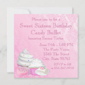 Pink Snoep Buffet Party Kaart (Achterkant)