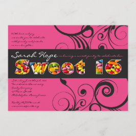 PINK SNOEP Sweet Sixteen Birthday Party Invitation Kaart