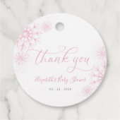 Pink Snowflake-Baby shower Bedankjes Labels (Achterkant)