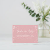 Pink Snowflake Baby shower Boeken voor Baby Informatiekaartje (Staand voorkant)