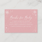 Pink Snowflake Baby shower Boeken voor Baby Informatiekaartje (Voorkant)