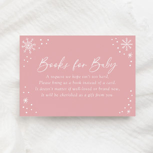 Pink Snowflake Baby shower Boeken voor Baby Informatiekaartje