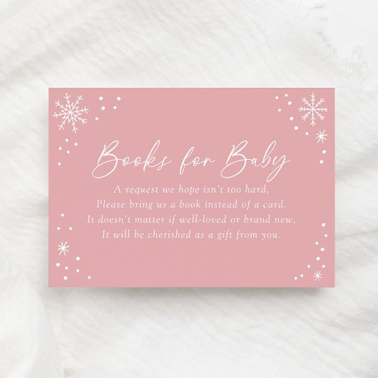 Pink Snowflake Baby shower Boeken voor Baby Informatiekaartje