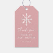 Pink Snowflake-Baby shower Cadeaulabel (Voorkant)