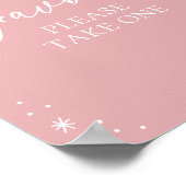 Pink Snowflake Baby shower Favors Sign Poster (Hoek)