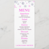 Pink Snowflake Baby shower menu (Voorkant)