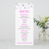 Pink Snowflake Baby shower menu (Staand voorkant)