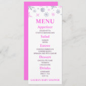 Pink Snowflake Baby shower menu (Voorkant / Achterkant)