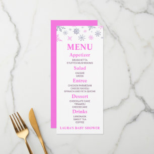 Pink Snowflake Baby shower menu