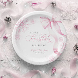 Pink Snowflake-Baby shower Papieren Bordje