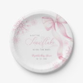 Pink Snowflake-Baby shower Papieren Bordje (Voorkant)