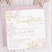 Pink Snowflake Baby shower Uitnodigen | winterwond Kaart