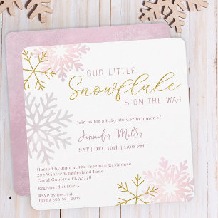 Pink Snowflake Baby shower Uitnodigen   winterwond Kaart