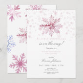 Pink Snowflake Baby shower Uitnodiging (Voorkant / Achterkant)