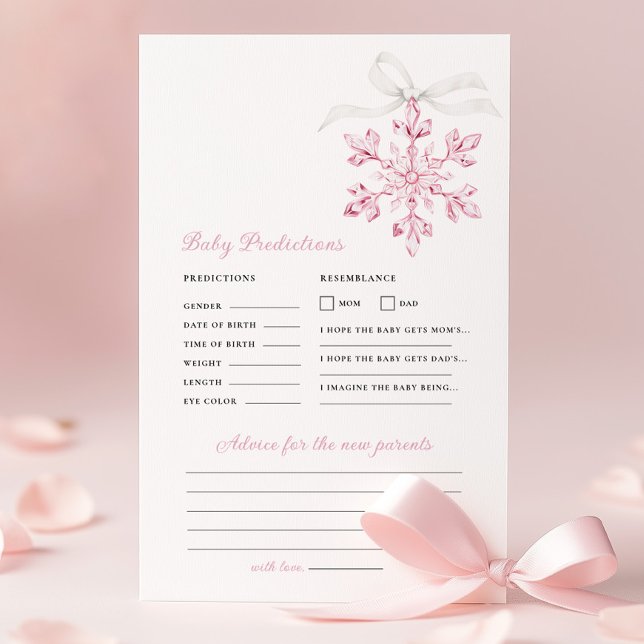 Pink Snowflake Baby shower Voorspelling Advies Spe (Creator heeft geüpload)