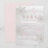 Pink Snowflake Baby zijn koude douche per post Kaart (Voorkant / Achterkant)