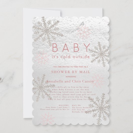 Pink Snowflake Baby zijn koude douche per post Kaart (Voorkant)