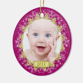 Pink Snowflake Baby's eerste kerst Ornament (Links)