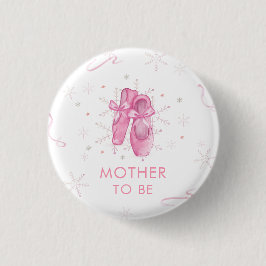 Pink Snowflake Ballerina Mother To Be Baby Shower  Ronde Button 3,2 Cm