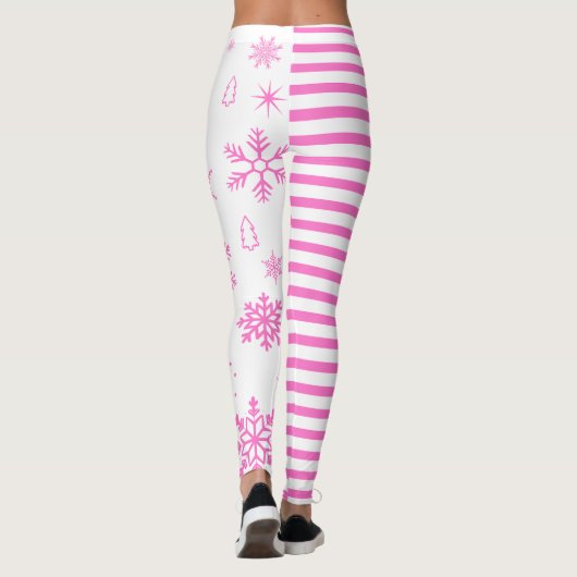 Pink Snowflake Christmas Leggings (Achterkant)