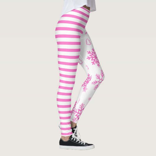 Pink Snowflake Christmas Leggings (Rechts)