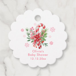 Pink Snowflake Festive Candy Girl Baby Shower  Bedankjes Labels