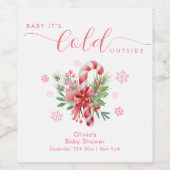 Pink Snowflake Festive Candy Girl Baby Shower  Wijn Etiket (Enkel label)