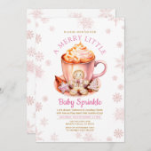 Pink Snowflake Gingerbread Christmas Baby Sprinkle Kaart (Voorkant / Achterkant)