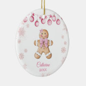Pink Snowflake Girl Cookies Birthday  Keramisch Ornament (Rechts)