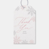 Pink Snowflake Glitter Birthday Cadeaulabel (Voorkant)