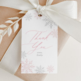 Pink Snowflake Glitter Birthday Cadeaulabel