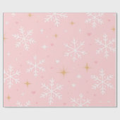 Pink Snowflake & Gold Sparkle Christmas  Cadeaupapier (Vlak)
