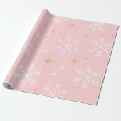 Pink Snowflake & Gold Sparkle Christmas  Cadeaupapier (Uitgerold)